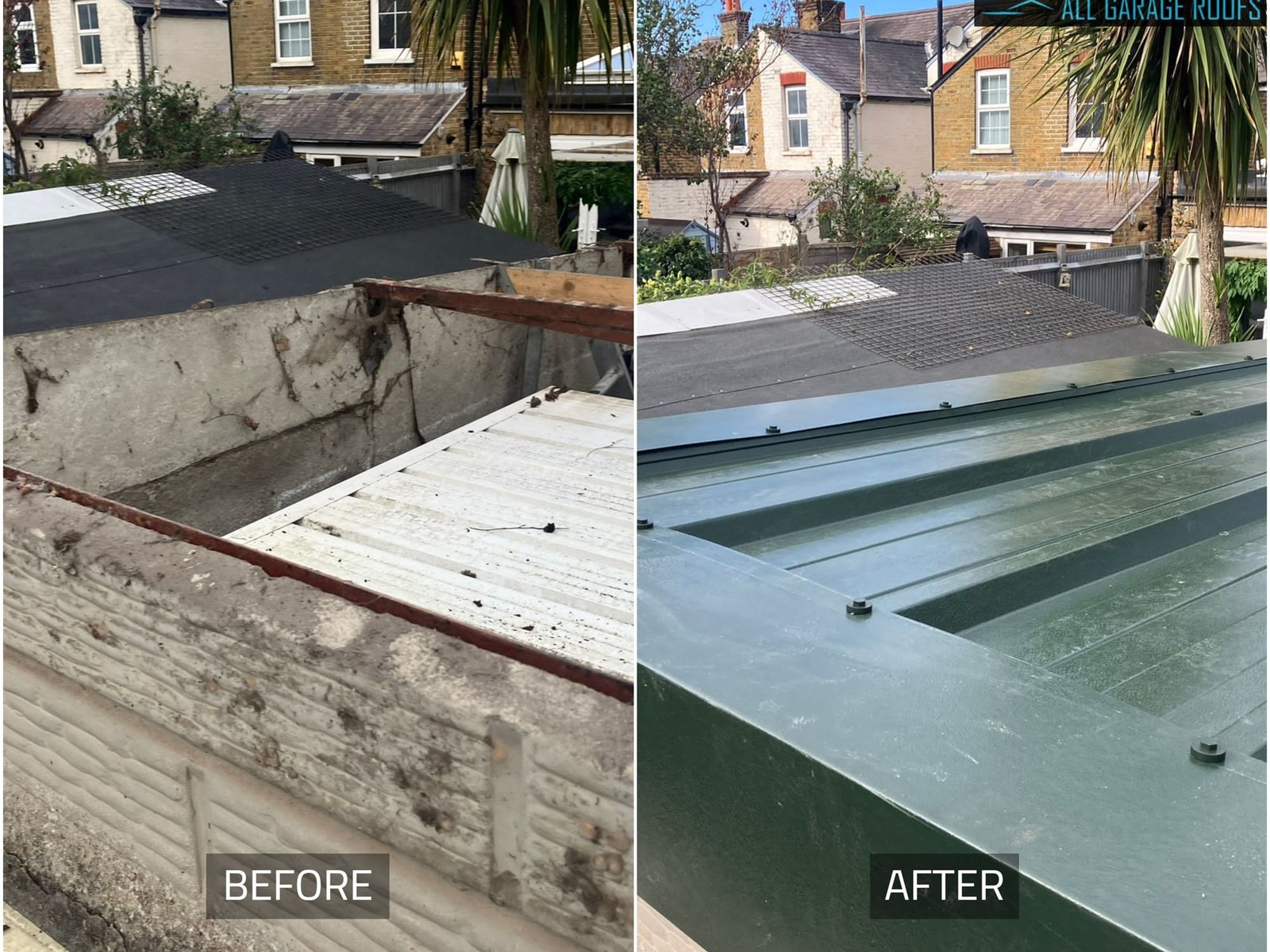 Garage roof repair completed
